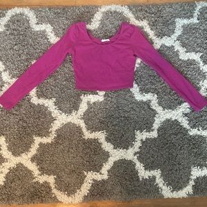 Fuchsia, Long Sleeve, Crop Top.